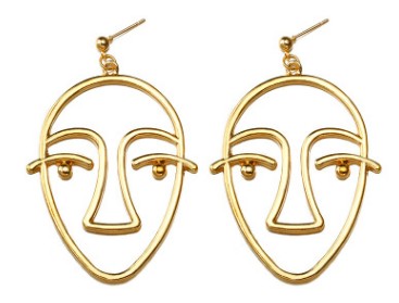 Abstract Face Outline Earrings with Hollow Design