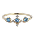 14K Gold Plated 925 Silver Crown Ring with Blue Zircon
