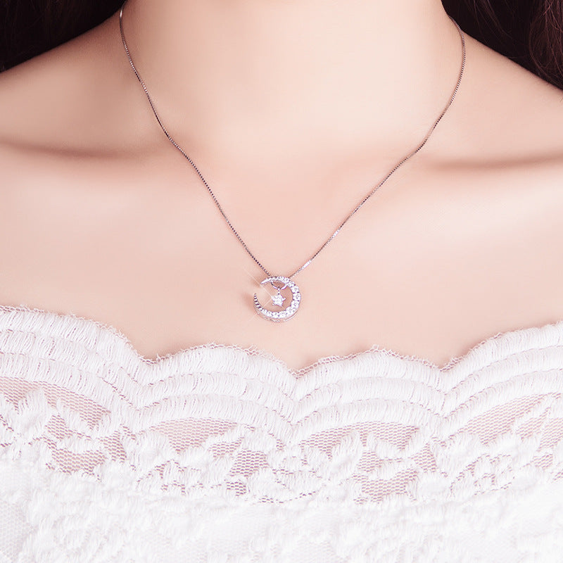 Stylish Korean 925 Silver Star Necklace for Women