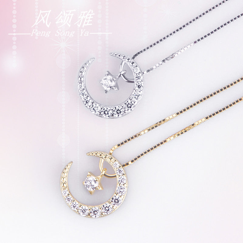Stylish Korean 925 Silver Star Necklace for Women