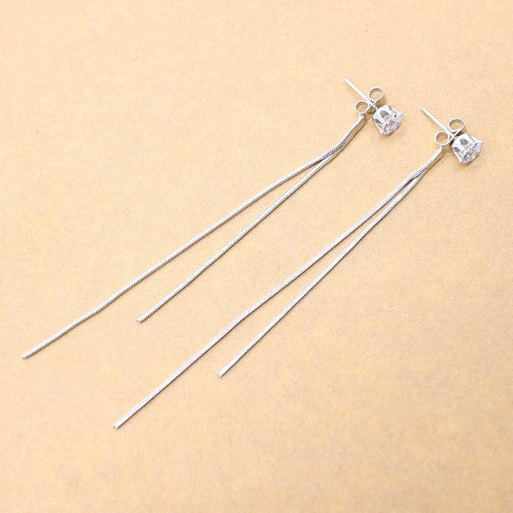 Diamond Long Tassel Earrings - Personalized Zircon Set