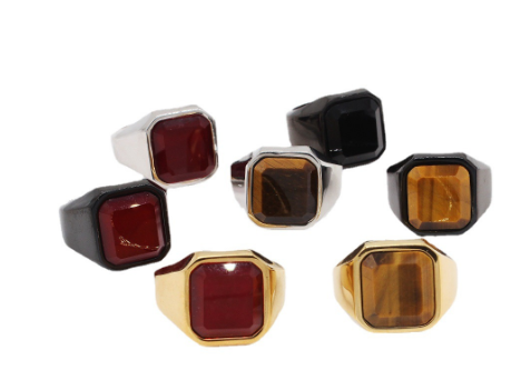 Simple Square Tiger Eye Gem Fashion Ring