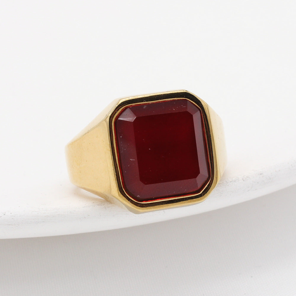 Simple Square Tiger Eye Gem Fashion Ring