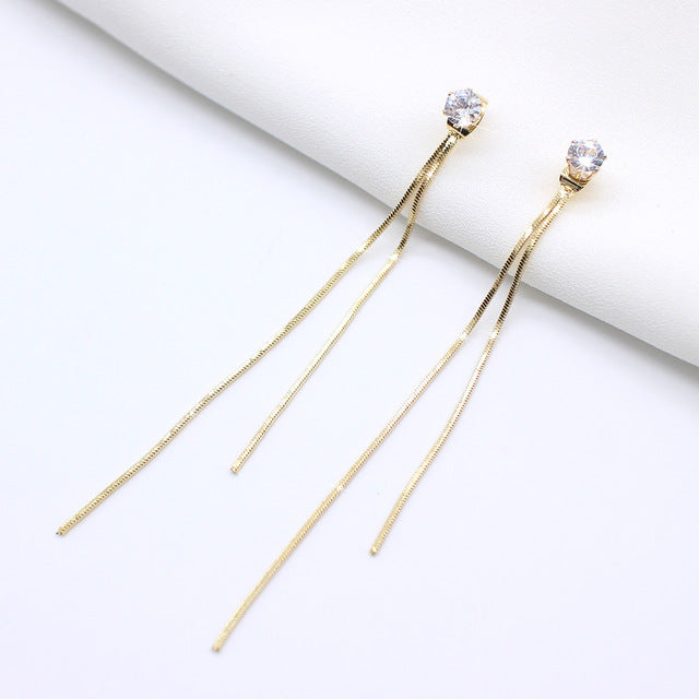 Diamond Long Tassel Earrings - Personalized Zircon Set