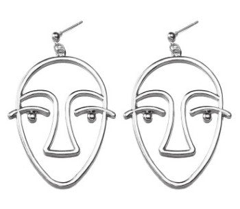 Abstract Face Outline Earrings with Hollow Design
